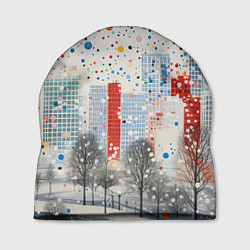 Шапка Новогодний город и цветной снег, цвет: 3D-принт