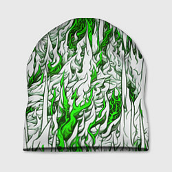 Шапка Белый и зелёный узор, цвет: 3D-принт
