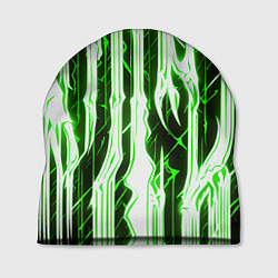 Шапка Зелёные неоновые полосы на чёрном фоне, цвет: 3D-принт
