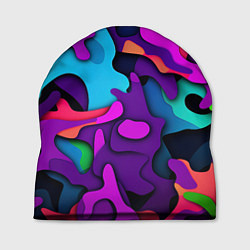 Шапка Яркий неоновый камуфляж, цвет: 3D-принт