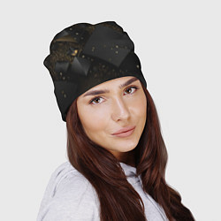 Шапка Золотые ромбы на черной абстракции, цвет: 3D-принт — фото 2