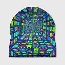 Шапка Абстрактный узор коридор из разноцветных квадратов