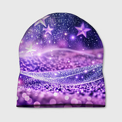 Шапка Абстрактные звезды в фиолетовых искрах, цвет: 3D-принт