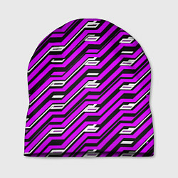 Шапка Киберпанк узор фиолетовый и чёрный, цвет: 3D-принт