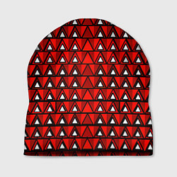 Шапка Узор из треугольников с чёрной обводкой красный, цвет: 3D-принт