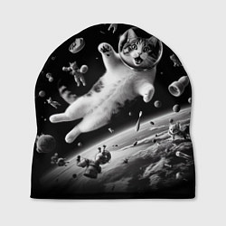 Шапка Офигевший котейка в безвоздушном пространстве, цвет: 3D-принт