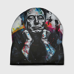 Шапка Илон Маск граффити портрет на серой стене, цвет: 3D-принт