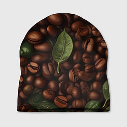 Шапка Кофейные зёрна с листьями, цвет: 3D-принт