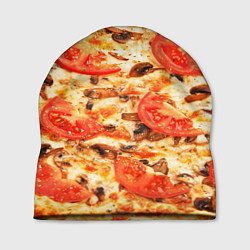Шапка Пицца с грибами и томатом - текстура, цвет: 3D-принт