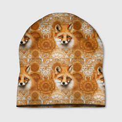 Шапка Лакшери паттерн с золотыми лисицами, цвет: 3D-принт