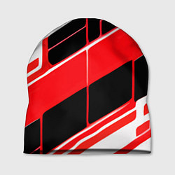 Шапка Красно-белые полосы и чёрный фон, цвет: 3D-принт