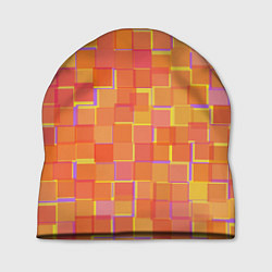 Шапка Россыпь оранжевых квадратов, цвет: 3D-принт