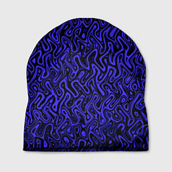 Шапка Чёрно-синий абстрактный узор, цвет: 3D-принт