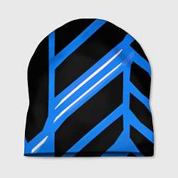 Шапка Black and white stripes on a blue background, цвет: 3D-принт