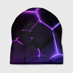 Шапка Темные фиолетовые неоновые плиты в разломе, цвет: 3D-принт