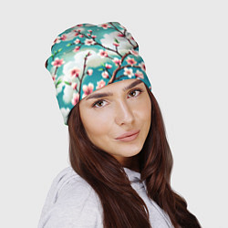 Шапка Цветущие ветки японской сакуры, цвет: 3D-принт — фото 2