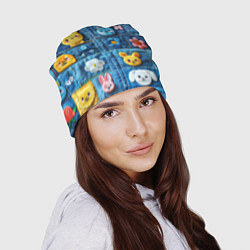 Шапка Зайчата на пэчворк, цвет: 3D-принт — фото 2