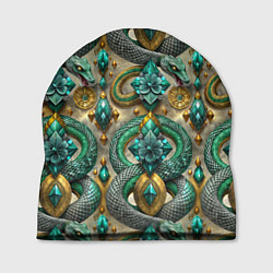 Шапка Паттерн зеленые темные змеи, цвет: 3D-принт