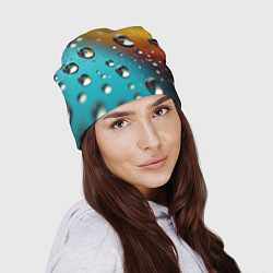 Шапка Крупные капли на цветном фоне, цвет: 3D-принт — фото 2