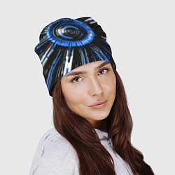 Шапка Чёрно-синяя сфера киберпанк, цвет: 3D-принт — фото 2