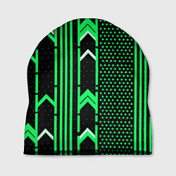 Шапка Зелёные обои на чёрном фоне, цвет: 3D-принт