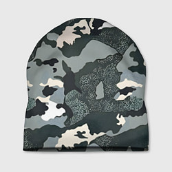 Шапка Темно зеленый камуфляж, цвет: 3D-принт