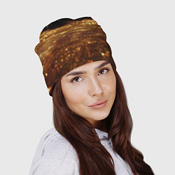 Шапка Золотистые крупицы на черном, цвет: 3D-принт — фото 2