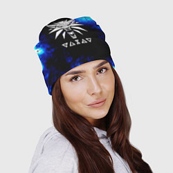 Шапка Ведьмак лого синие краски, цвет: 3D-принт — фото 2