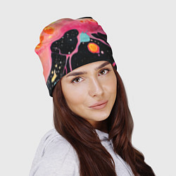 Шапка Розовая текстура в черном, цвет: 3D-принт — фото 2