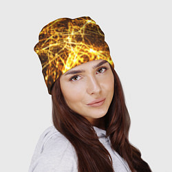 Шапка Текстура золотые нити, цвет: 3D-принт — фото 2