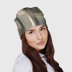 Шапка Размытые серо-бежевые полосы, цвет: 3D-принт — фото 2