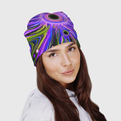 Шапка Абстрактный неоновый космос - чёрная дыра, цвет: 3D-принт — фото 2
