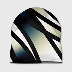 Шапка Чёрно-белый с синим затемнением полосы, цвет: 3D-принт