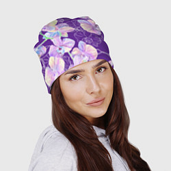 Шапка Японские акварельные орхидеи, цвет: 3D-принт — фото 2