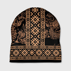 Шапка Золотой дракон с узорами славянскими, цвет: 3D-принт