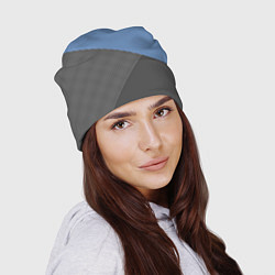 Шапка Сине-серый геометричный, цвет: 3D-принт — фото 2
