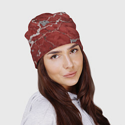 Шапка Красно-серый мрамор, цвет: 3D-принт — фото 2