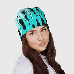 Шапка Чёрно-голубой абстракция, цвет: 3D-принт — фото 2
