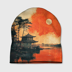 Шапка Рыбацкий дом на закате, цвет: 3D-принт