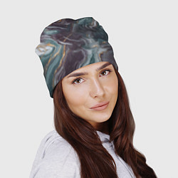 Шапка Фиолетовый и зеленый мрамор, цвет: 3D-принт — фото 2
