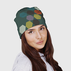 Шапка Кластер зеленая ночь, цвет: 3D-принт — фото 2
