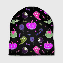 Шапка Halloween pink black pumpkin, цвет: 3D-принт