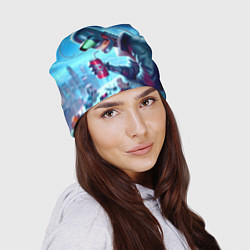 Шапка Кибер Бендер пьёт лимонад - неоновое свечение, цвет: 3D-принт — фото 2