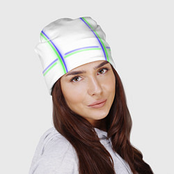 Шапка Neon white green light blue, цвет: 3D-принт — фото 2