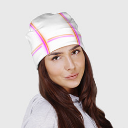 Шапка Neon white orange pink, цвет: 3D-принт — фото 2
