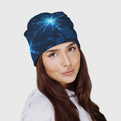 Шапка Синий камуфляж со вспышками, цвет: 3D-принт — фото 2