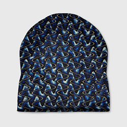 Шапка Тёмно-синий волнистые полосы, цвет: 3D-принт