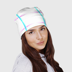 Шапка Color white blue pink stripes, цвет: 3D-принт — фото 2
