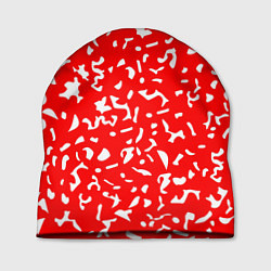 Шапка Красный яркий камуфляж, цвет: 3D-принт