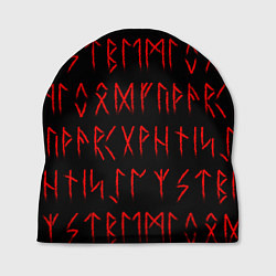 Шапка Красные символы древних рун крупные - паттерн, цвет: 3D-принт